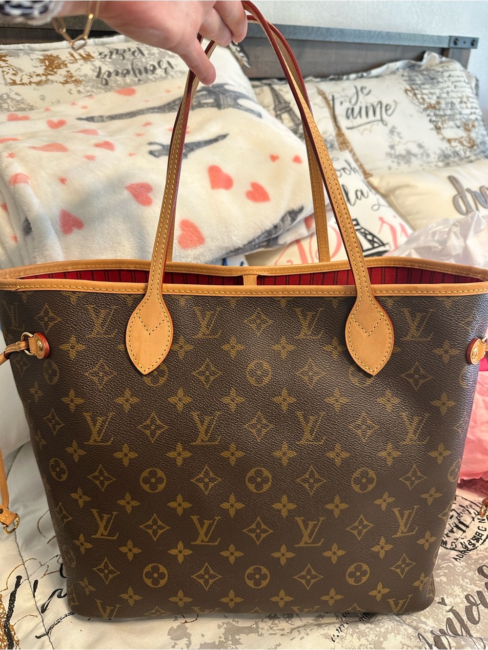 Louis Vuitton Neverfull Monogram MM with Cerise Interior